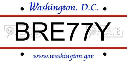 BRE77Y District Of Columbia License Plate