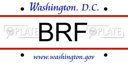 BRF District Of Columbia License Plate