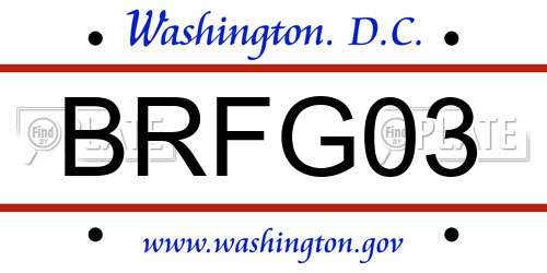 BRFG03 District Of Columbia License Plate
