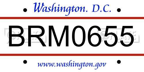 BRM0655 District Of Columbia License Plate