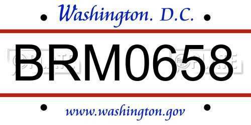 BRM0658 District Of Columbia License Plate