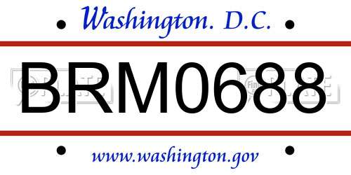 BRM0688 District Of Columbia License Plate