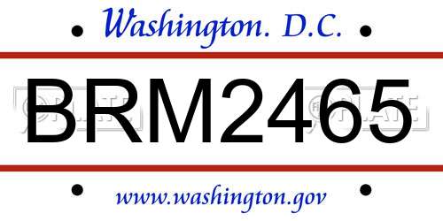 BRM2465 District Of Columbia License Plate