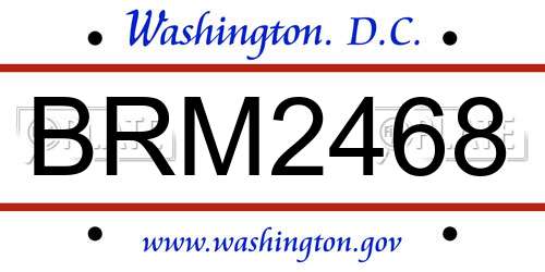 BRM2468 District Of Columbia License Plate