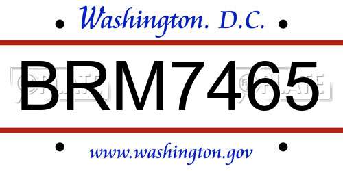 BRM7465 District Of Columbia License Plate