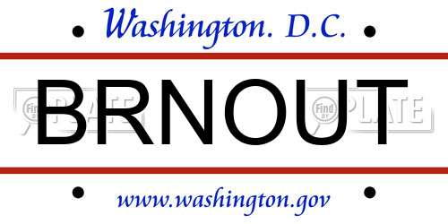 BRNOUT District Of Columbia License Plate
