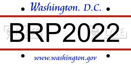BRP2022 District Of Columbia License Plate