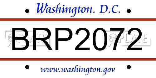 BRP2072 District Of Columbia License Plate