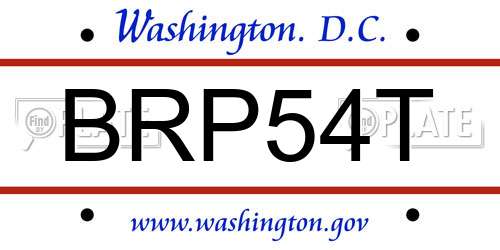 BRP54T District Of Columbia License Plate