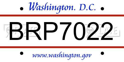 BRP7022 District Of Columbia License Plate