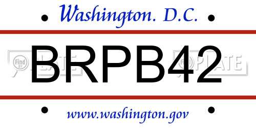 BRPB42 District Of Columbia License Plate