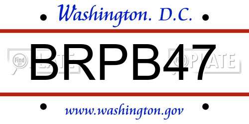 BRPB47 District Of Columbia License Plate