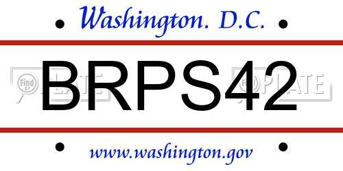 BRPS42 District Of Columbia License Plate
