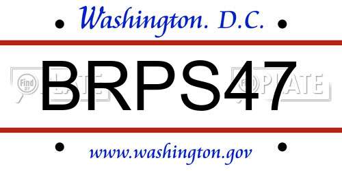 BRPS47 District Of Columbia License Plate