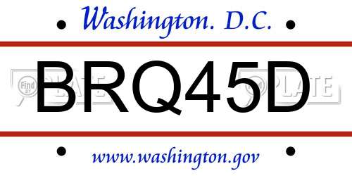 BRQ45D District Of Columbia License Plate