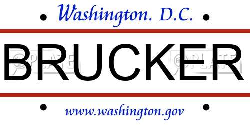 BRUCKER District Of Columbia License Plate