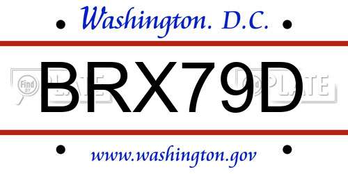BRX79D District Of Columbia License Plate