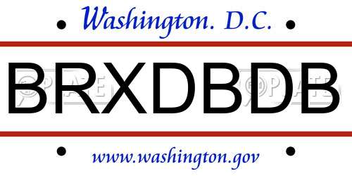 BRXDBDB District Of Columbia License Plate