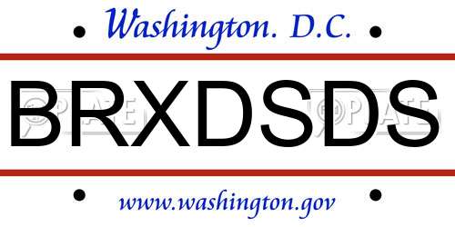 BRXDSDS District Of Columbia License Plate