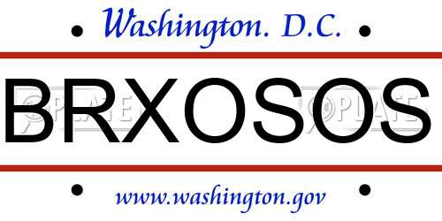 BRXOSOS District Of Columbia License Plate