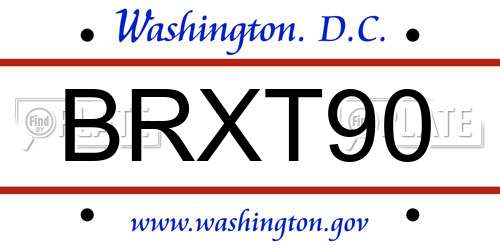 BRXT90 District Of Columbia License Plate
