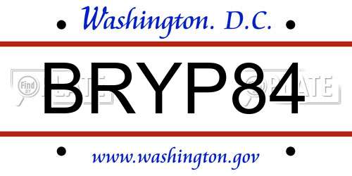 BRYP84 District Of Columbia License Plate