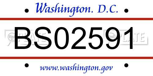BS02591 District Of Columbia License Plate