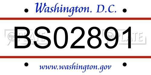 BS02891 District Of Columbia License Plate