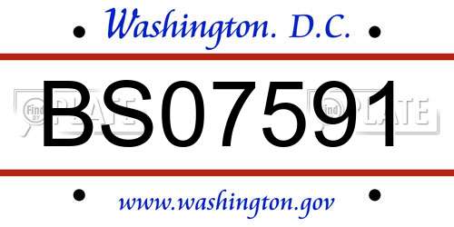 BS07591 District Of Columbia License Plate