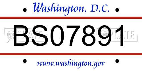 BS07891 District Of Columbia License Plate