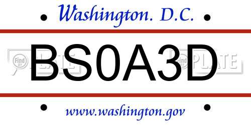 BS0A3D District Of Columbia License Plate