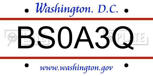 BS0A3Q District Of Columbia License Plate