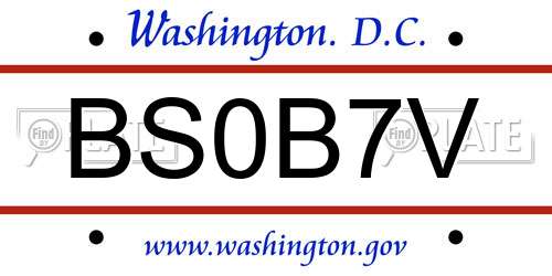 BS0B7V District Of Columbia License Plate