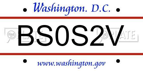 BS0S2V District Of Columbia License Plate