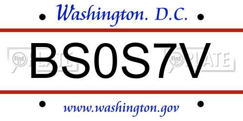 BS0S7V District Of Columbia License Plate