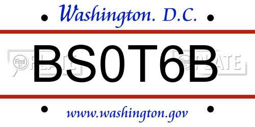 BS0T6B District Of Columbia License Plate