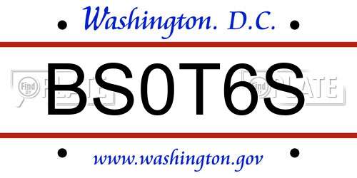 BS0T6S District Of Columbia License Plate