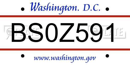 BS0Z591 District Of Columbia License Plate