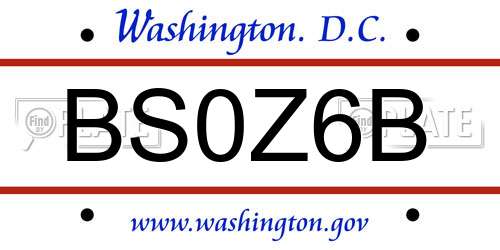 BS0Z6B District Of Columbia License Plate