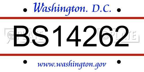 BS14262 District Of Columbia License Plate