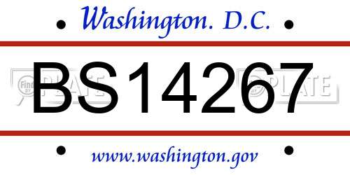 BS14267 District Of Columbia License Plate