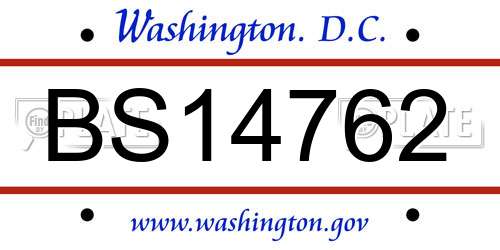 BS14762 District Of Columbia License Plate