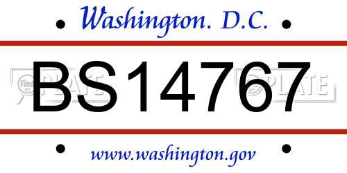 BS14767 District Of Columbia License Plate