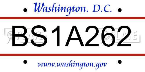 BS1A262 District Of Columbia License Plate
