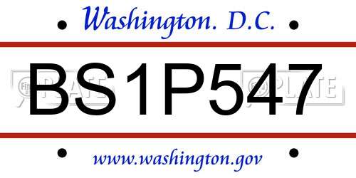 BS1P547 District Of Columbia License Plate