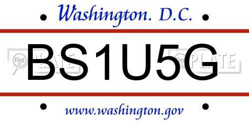 BS1U5G District Of Columbia License Plate