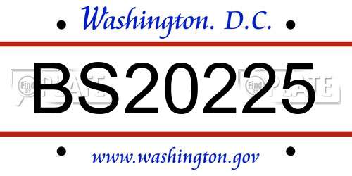 BS20225 District Of Columbia License Plate