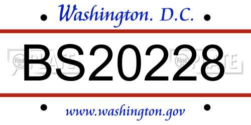 BS20228 District Of Columbia License Plate