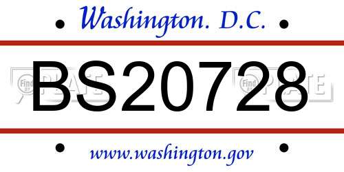 BS20728 District Of Columbia License Plate