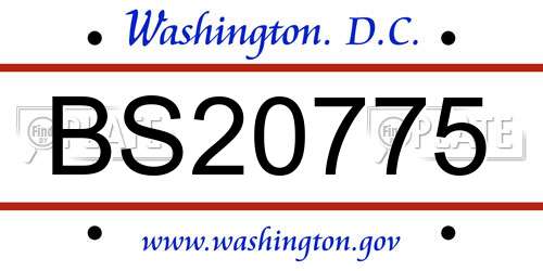 BS20775 District Of Columbia License Plate